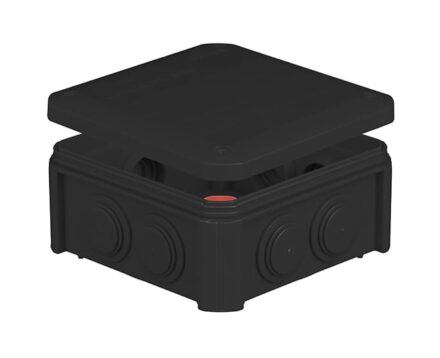 Коробка розподільча зовнішня 114х114х57мм IP55 з сальниками гумовими UNIKA PLANK чорна IB601Vintage