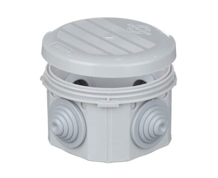 Junction box for surface-mounting Ø80x40mm IP55 with cable glands UNIKA PLANK IB004