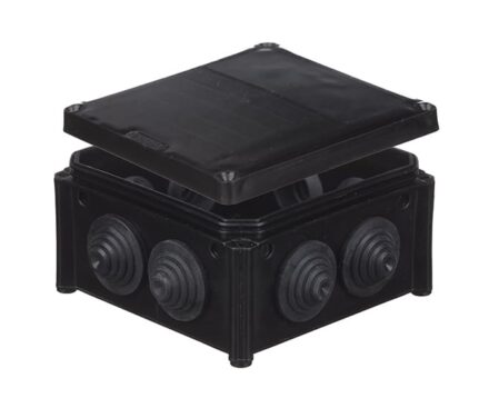 Junction box for surface-mounting 100x100x50mm IP55 with cable glands UNIKA PLANK black IB006Vintage