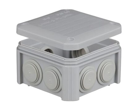 Junction box for surface-mounting 90х90х52mm IP55 with rubber cable glands UNIKA PLANK IB401