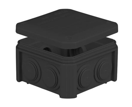 Junction box for surface-mounting 90х90х52mm IP55 with rubber cable glands UNIKA PLANK black IB401Vintage