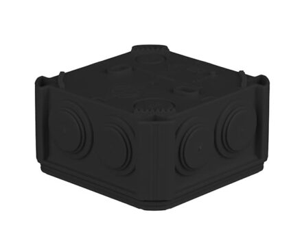 Junction box for surface-mounting 90х90х52mm IP55 with rubber cable glands UNIKA PLANK black IB401Vintage