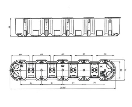 Коробка установча 5-кратна глибока для бетону з шурупами SIMET M5x60DF