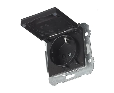 Розетка 1-на з кришкою 2P+Z, ШУКО SIEMENS LINE 16А, 250V, карбон