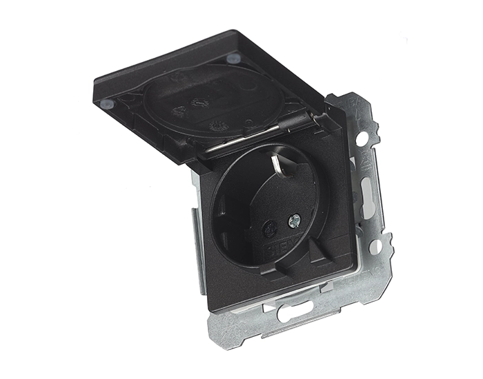 10813CM Розетка 1-на з кришкою 2P+Z, ШУКО SIEMENS LINE 16А, 250V, карбон