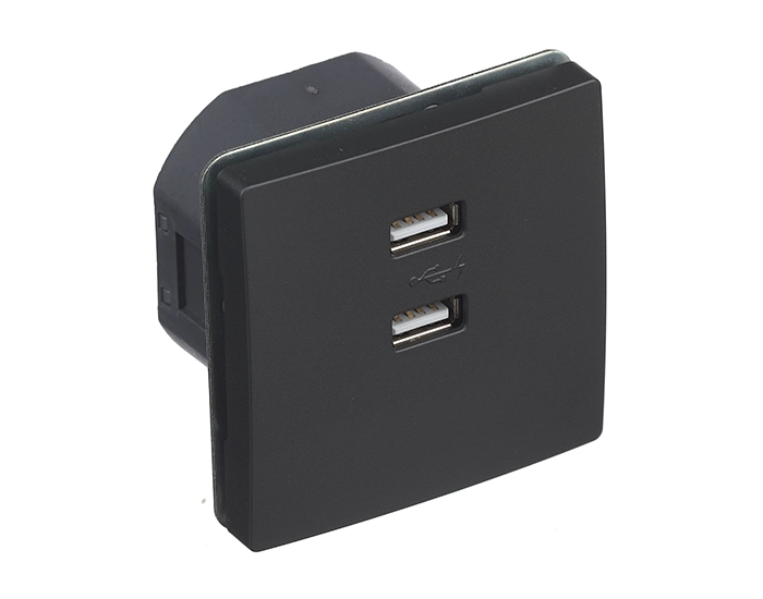 13780AC Розетка 2-на USB SIEMENS DELTA Style 250V, 2100 mA чорний коссо