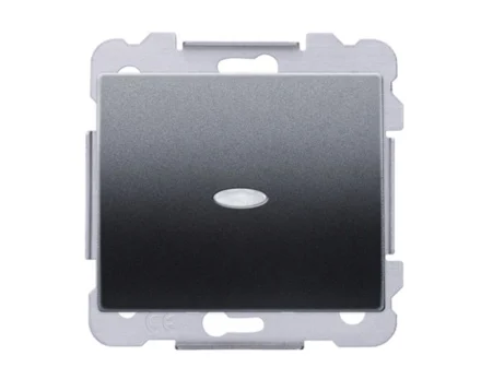 Вимикач 1кл. SIEMENS DELTA Iris 16АХ, 250V з LED підсвіткою, чорний коссо