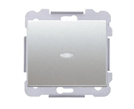 Вимикач 1кл. сходовий SIEMENS DELTA Iris 16АХ, 250V з LED підсвіткою, алюміній ф'южн