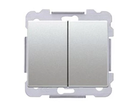 Вимикач 2кл. SIEMENS DELTA Iris 16АХ, 250V, алюміній ф'южн