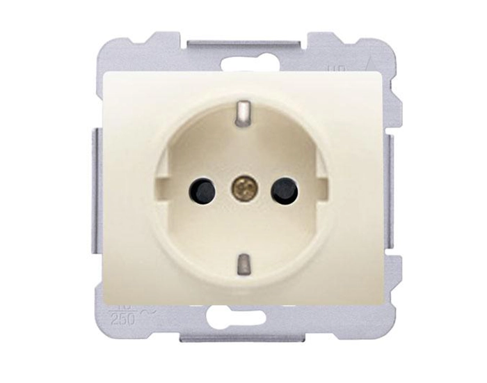 18524 A Розетка одинарна 2P+Z, ШУКО SIEMENS DELTA Iris 16А, 250V, слонова кістка