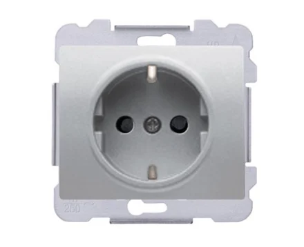 Розетка одинарна 2P+Z, ШУКО SIEMENS DELTA Iris 16А, 250V, алюміній ф'южн