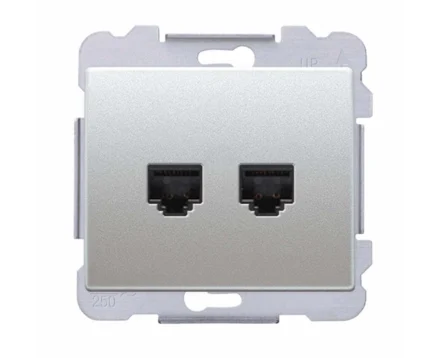 Розетка комп'ютерна подвійна SIEMENS DELTA Iris RJ45 Cat.6, б алюміній ф'южн