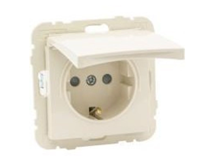 20634 TMF Розетка одинарна з кришкою 2P+Z, ШУКО LOGUS 16А, 250V Розетка одинарна з кришкою 2P+Z, ШУКО LOGUS 16А, 250V слонова кістка