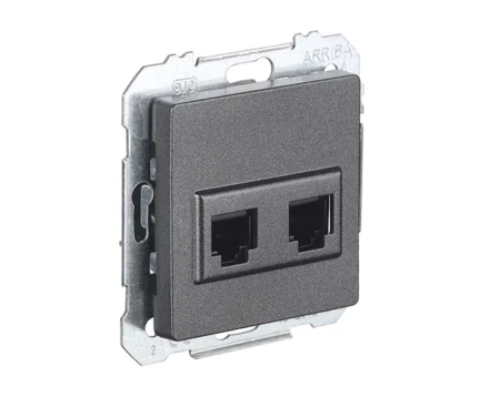 Розетка PC 2-на SIEMENS LINE RJ45 Cat.5e, карбон