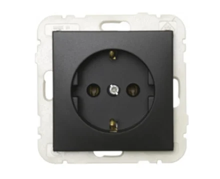 Розетка одинарна 2P+Z, ШУКО LOGUS 16А, 250V чорний матовий
