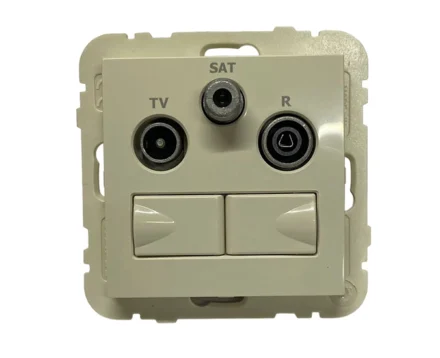 Розетка мультимедійна R-TV-SAT-2xRJ45 (Cat.6) подвійна, слонова кістка