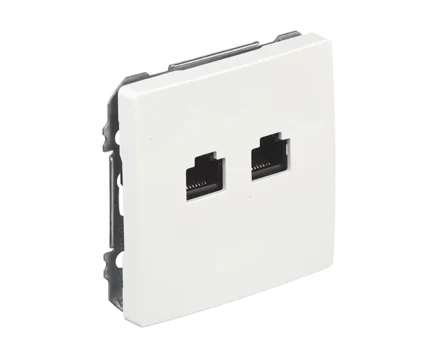 Розетка РС 2-на SIEMENS DELTA Style RJ45 Cat.5e, біл.полярний