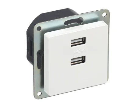 Розетка 2-на USB SIEMENS LINE 250V, 2100 mA біл.полярний