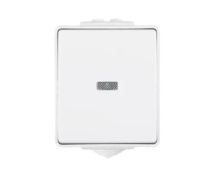 Вимикач 1-кл. зовн. Efapel Waterproof з підсв. LED, 10A/250В, герметичний IP65, білий