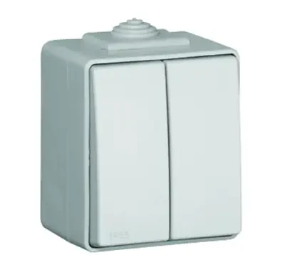 Вимикач 2-кл. зовн. сходовий зовнішній, 10A/250В, герметичний IP65, Efapel Waterproof, сірий