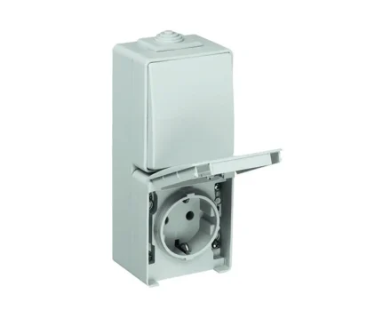 Модуль Зовн. Вим сход/універс+роз.2P+Z ШУКО Efapel Waterproof вертик., 16A/250B, гермет. IP65, сірий