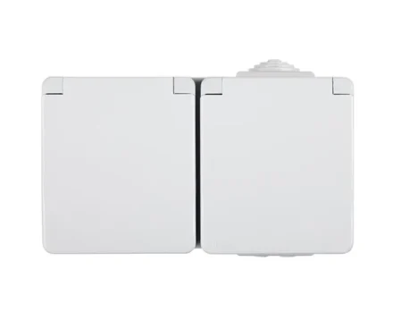 Розетка 2-на з кришк. Гориз. зовн. 2P+Z ШУКО Efapel Waterproof 16A/250B, герметична IP65, білий