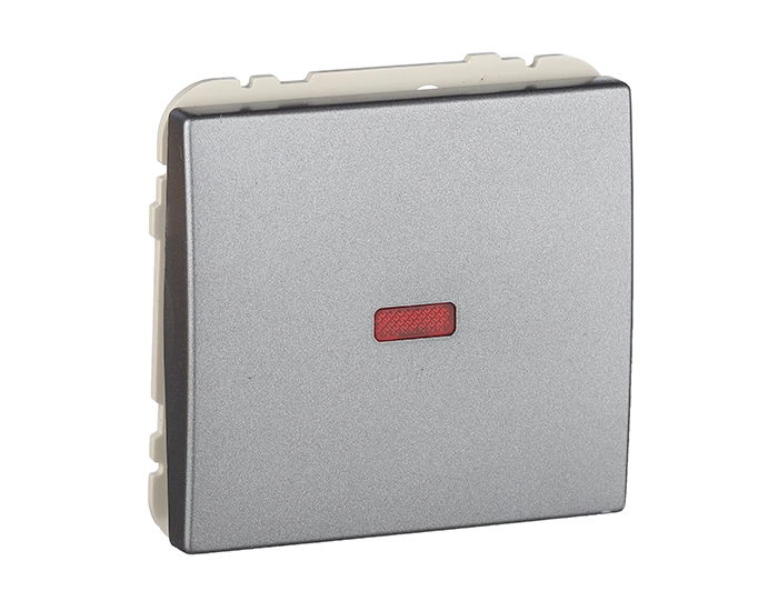 50012 TGR Вимикач 1кл. Efapel Apolo 10АХ, 250V з підсвіткою, металік графітовий