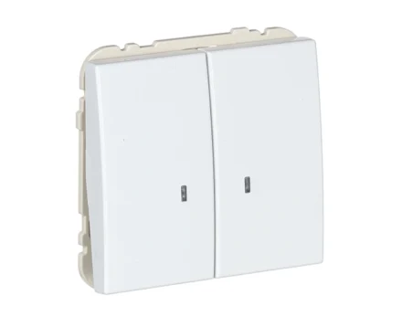 Вимикач 2кл. з підсвіткою Efapel Apolo 10АХ, 250V білий глянцевий