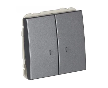 Вимикач 2кл. з підсвіткою Efapel Apolo 10АХ, 250V металік графітовий