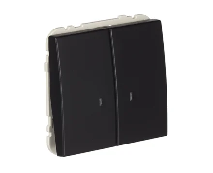 Вимикач 2кл. з підсвіткою Efapel Apolo 10АХ, 250V чорний матовий