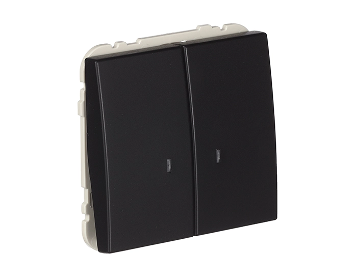 50062 TPM Вимикач 2кл. з підсвіткою Efapel Apolo 10АХ, 250V чорний матовий