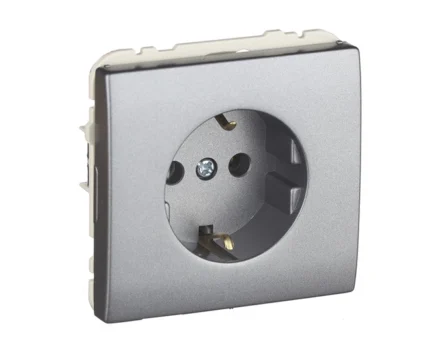Розетка 1-на 2P+Z, ШУКО Efapel Apolo 16А, 250V металік графітовий