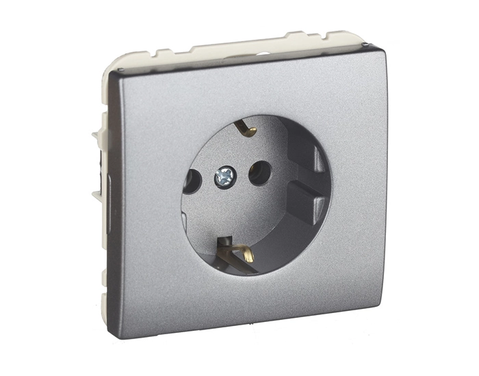 50131 TGR Розетка 1-на 2P+Z, ШУКО Efapel Apolo 16А, 250V металік графітовий