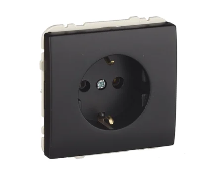 Розетка 1-на 2P+Z, ШУКО Efapel Apolo 16А, 250V чорний матовий