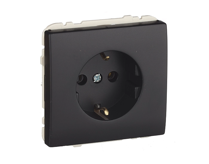 50131 TPM Розетка 1-на 2P+Z, ШУКО Efapel Apolo 16А, 250V чорний матовий
