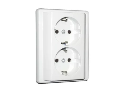 Розетка 2-на ШУКО Efapel Apolo 250V/16A білий глянцевий