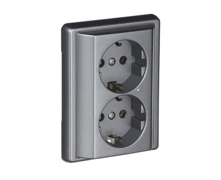 Розетка 2-на ШУКО Efapel Apolo 250V/16A металік графітовий