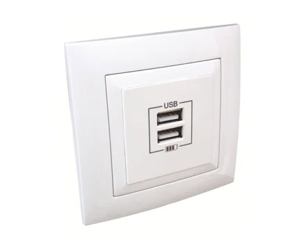 Розетка USB 2-на, зар.пристрій Efapel Apolo, струм 3А, білий глянцевий