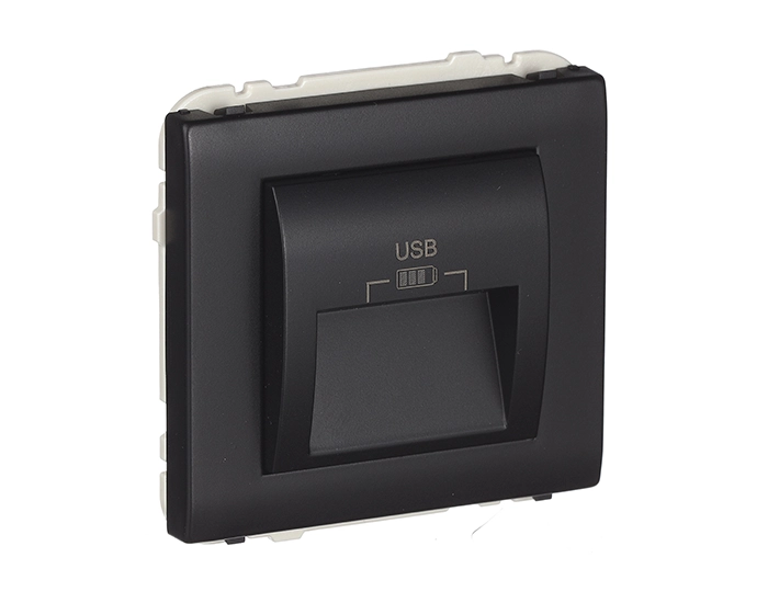 50384 TPM Розетка USB 2-на, зар.пристрій Efapel Apolo, струм 2А, чорний матовий