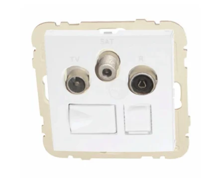 Розетка мультимедійна R-TV-SAT-RJ45 (Cat.6), Efapel Apolo білий глянцевий