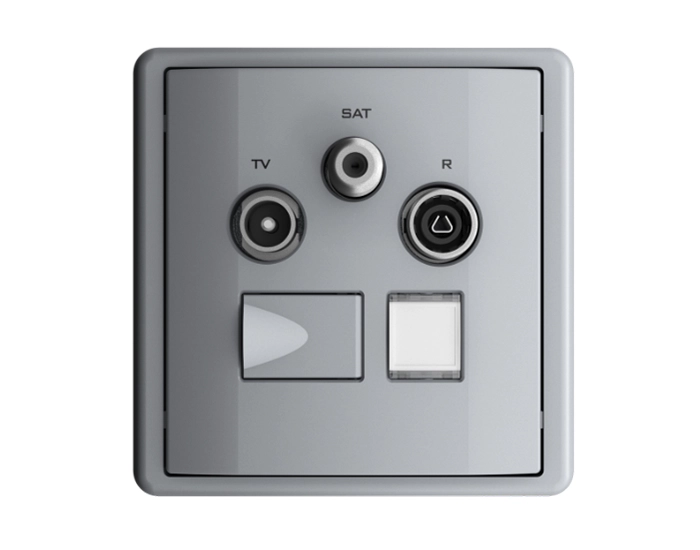 50544 TGR з рамкою Розетка мультимедійна R-TV-SAT-RJ45 (Cat.6), Efapel Apolo металік графітовий