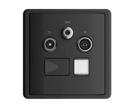Розетка мультимедійна R-TV-SAT-RJ45 (Cat.6), Efapel Apolo чорний матовий