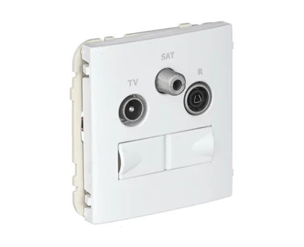 Розетка мультимедійна R-TV-SAT-2xRJ45 (Cat.6) 2-на Efapel Apolo білий глянцевий