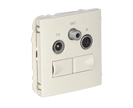 Розетка мультимедійна R-TV-SAT-2xRJ45 (Cat.6) 2-на Efapel Apolo слонова кістка