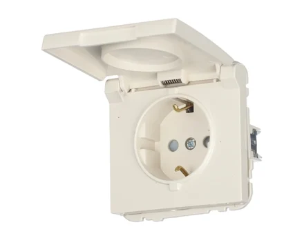 Розетка 1-на з кришкою 2P+Z, ШУКО Efapel Apolo 16А, 250V слонова кістка