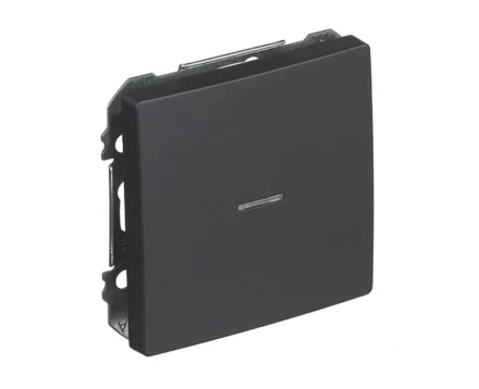 Вимикач 1кл. SIEMENS DELTA Style 16АХ, 250V з LED підсвіткою, чорний коссо