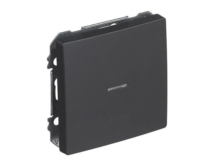 72506AC01 Вимикач 1 кл сход з підсвіт. Вимикач 1кл.сход. SIEMENS DELTA Style 16АХ, 250V з LED підсв., чорний коссо