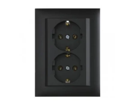 Розетка подвійна ШУКО LOGUS 250V/16A чорний матовий