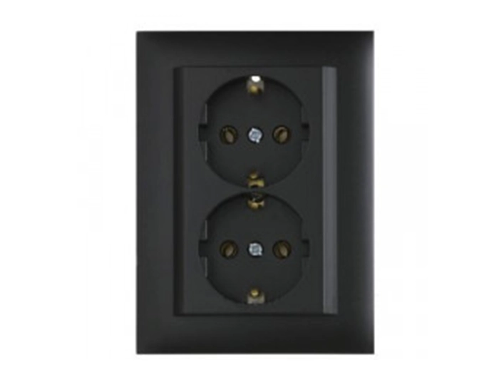 90331 TPM Розетка подвійна ШУКО LOGUS 250V16A чорний матовий Розетка подвійна ШУКО LOGUS 250V/16A чорний матовий
