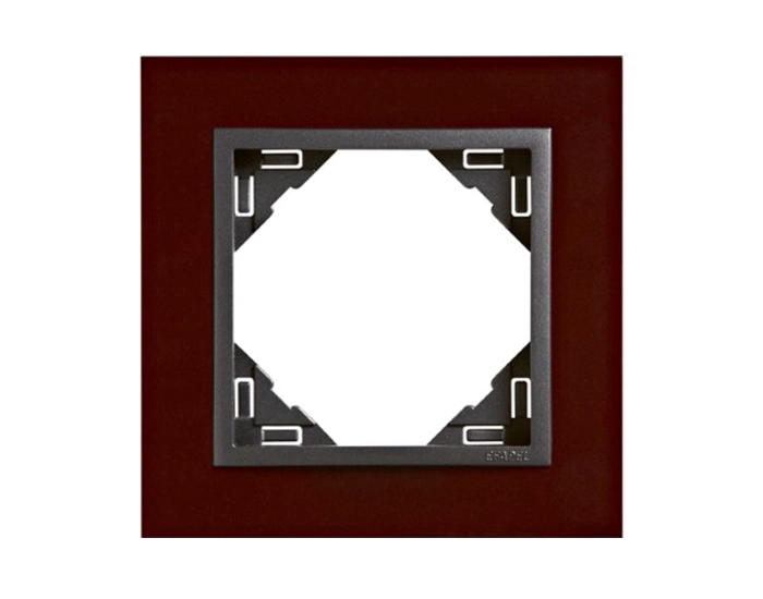 90910 TBS Рамка одинарна ANIMATO металік червоний / металікік графіт